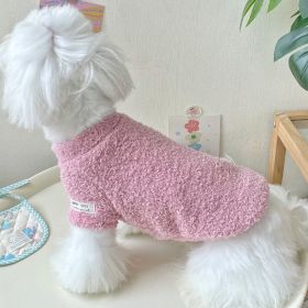 Double-sided Cloud Velvet Thickened Pet Puppy Cat Clothes (Option: Pink-S)