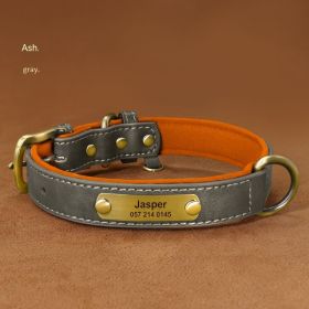 Dog Collar Engraved With Lettering To Prevent Loss Of Neck Collar (Option: Grey-S)