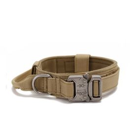 Large Dog Adjustable Camouflage Tactics Hand Holding Rope Nylon Strap (Option: Dog Collar Khaki-M)