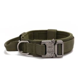 Large Dog Adjustable Camouflage Tactics Hand Holding Rope Nylon Strap (Option: Dog Collar Army Green-L)