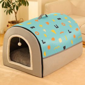 Warm Enclosed Removable And Washable Corgi And Shiba Inu House (Option: Blue-L)