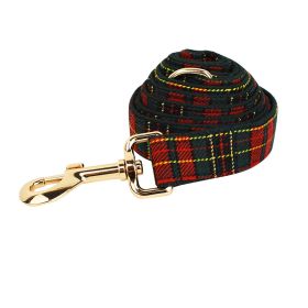 Christmas Pet Collar Plaid With Green Background Dog Rope Leash Suit (Option: Dog Leash-L)