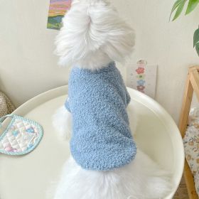 Double-sided Cloud Velvet Thickened Pet Puppy Cat Clothes (Option: Blue-L)